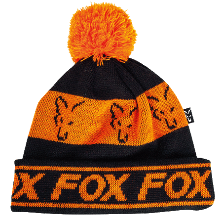 CPR991 Fox CZAPKA  Black &amp; Orange Lined Bobble 