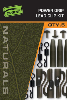 CAC843 FOX ZESTAW EDGES NATURALS POWER GRIP LEAD CLIP KIT x5